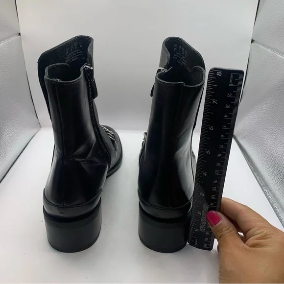 Franco Sarto Caleb Leather Booties square toe size 9M black leather mid ankle - Picture 5 of 9